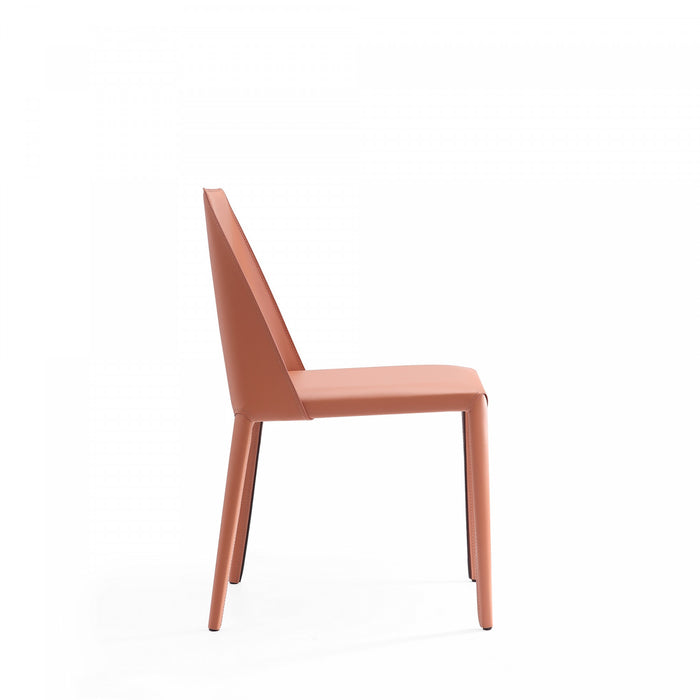 Chaise de salle a manger moderne en cuir vegetalien Paris couleur argile - Lot de 4