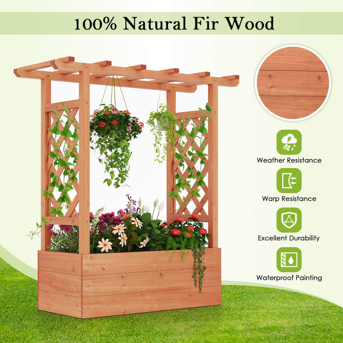 Costway 2 Pcs Lit De Jardin Eleve Avec Trellis Et Toit Suspendu Drainage Eleve Planter Boite
