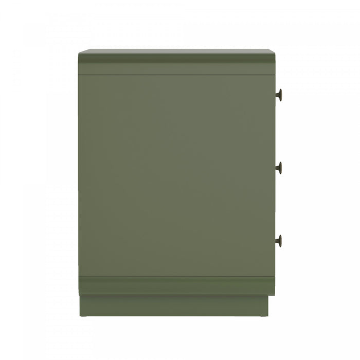 Table de nuit contemporaine Liora 71 cm en vert (3 tiroirs)