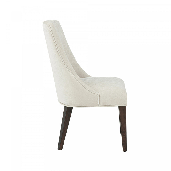 Chaise de salle a manger moderne Beever en bois et chenille creme - Lot de 4