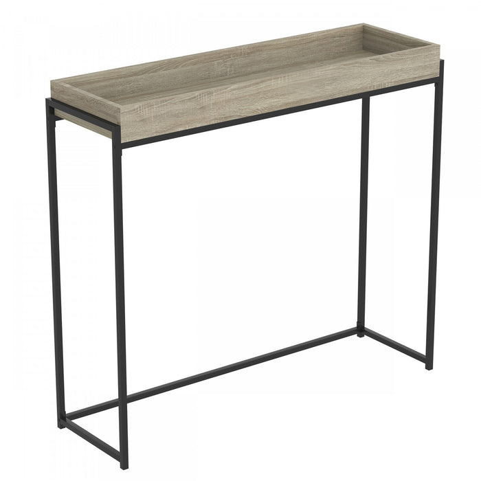 Console moderne de 40 po avec plateau encastré - taupe foncé avec métal noir