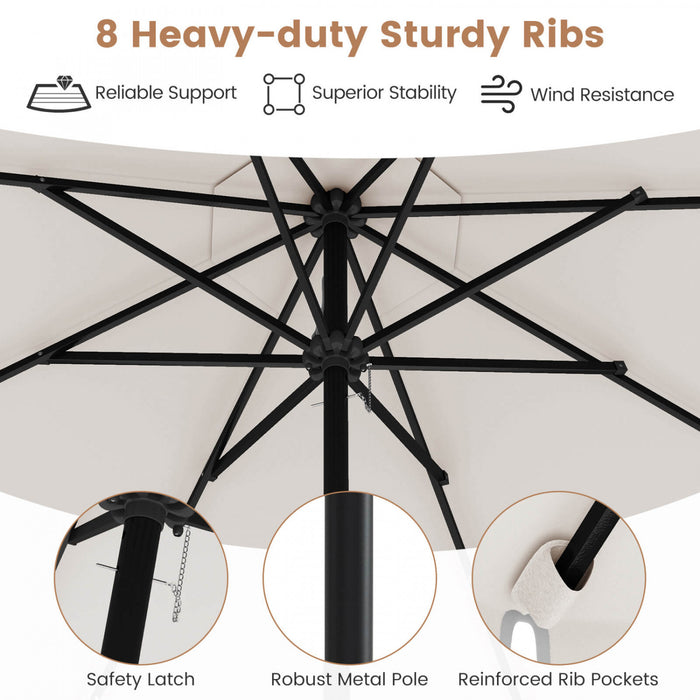 Parasol solaire Costway 9,3 FT style marche exterieur avec 24 LED, bordures, beige