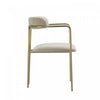 Serene Mid-Century Modern Metal Upholstered Dining Chair in Taupe | Chaise de salle a manger moderne mi-siecle en metal et tissu, coloris taupe, Serene