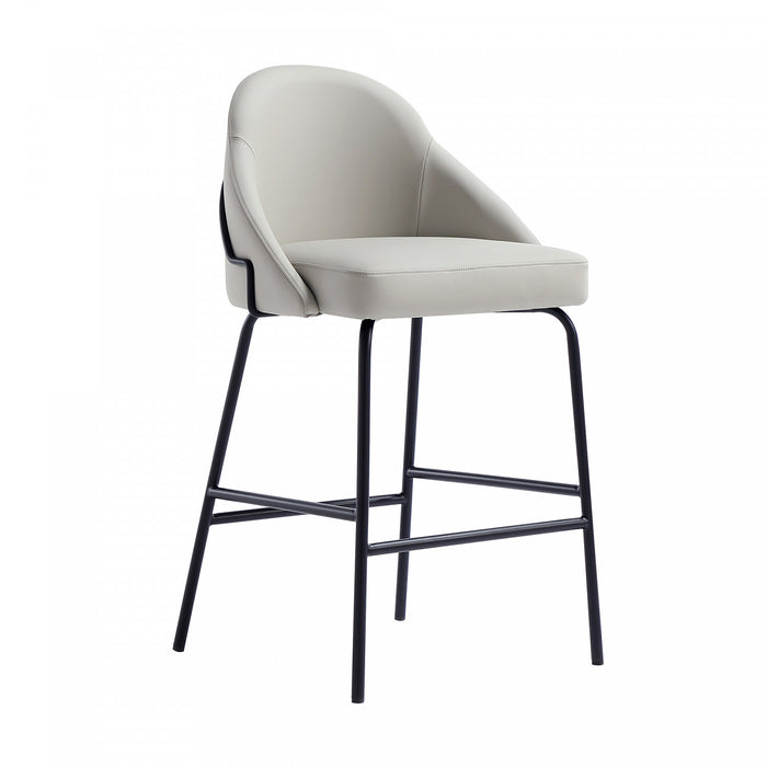 Tabouret de comptoir moderne en metal Gracie, rembourre, gris pierre et noir