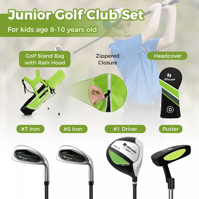 Ultimate Kids Golf Practice Set Junior Complete Golf Club Set Pour Enfants Ages De 8 A 10 Ans Vert