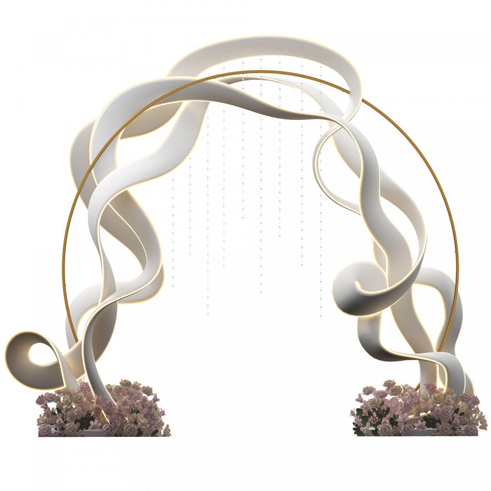 Outsunny 9.1ft Or Arc De Mariage Rond Support De Fond Pour La Fete