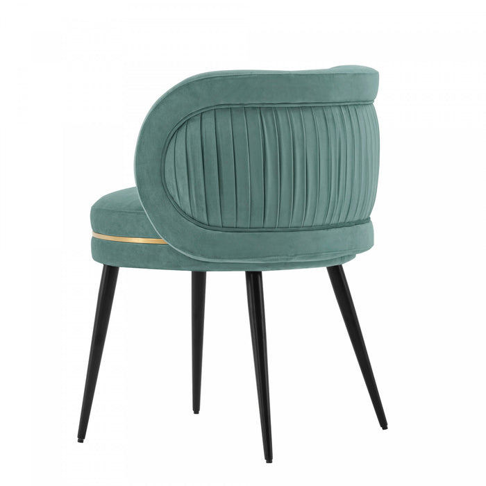 Chaise de salle a manger Kaya en bois moderne et velours vert menthe - Lot de 2