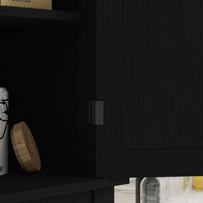 HOMCOM Armoire de rangement pour garde-manger de cuisine avec tiroir, noir