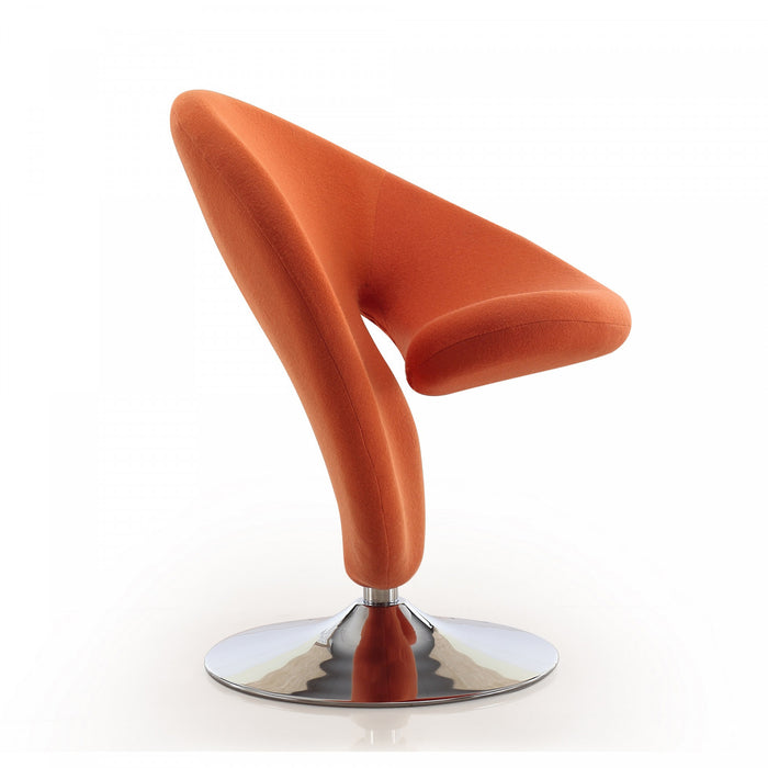 Fauteuil lounge pivotant moderne en laine melangee Curl, orange - Lot de 2