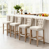HOMCOM Bar Stools Set of 2, Upholstery Padded Chairs Wood Legs