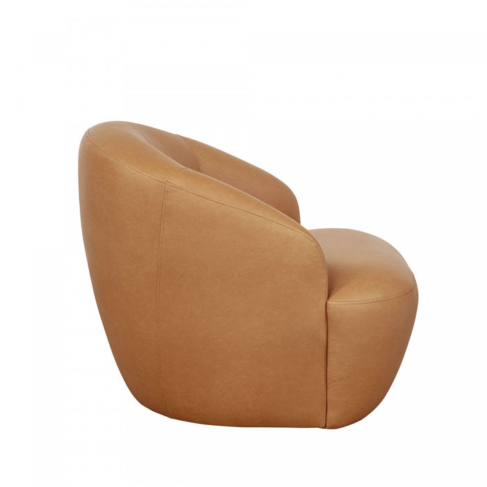 Fauteuil d’appoint pivotant moderne contemporain Lukas en tissu camel