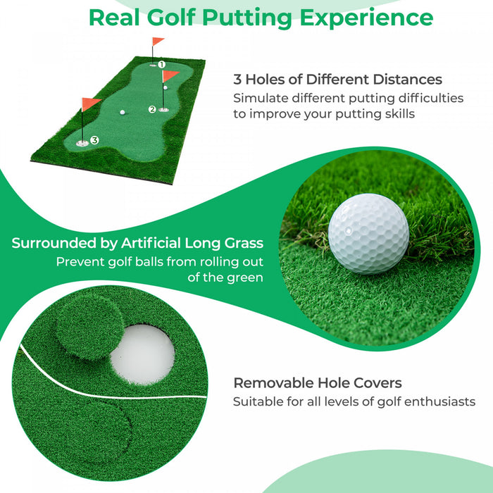 Costway 10 X 3,3 Ft Golf Mettant Vert Tapis D'entrainement Professionnel De Golf Avec 2 Balles De Golf
