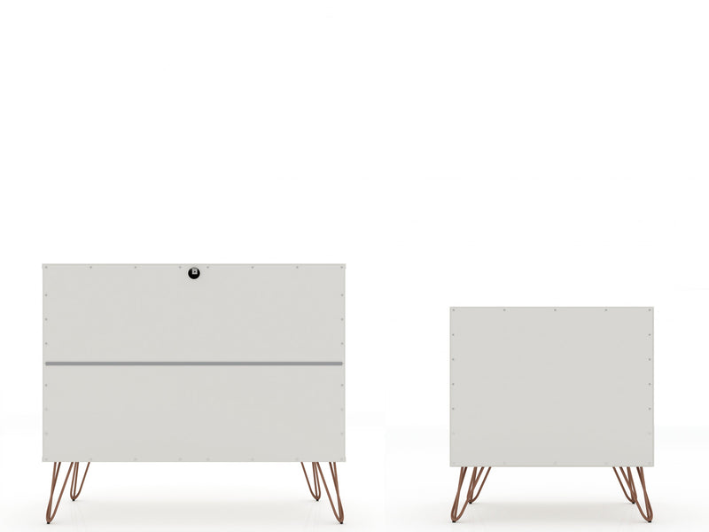 Ensemble de commodes 2 pieces Rockefeller style milieu du siecle en blanc casse
