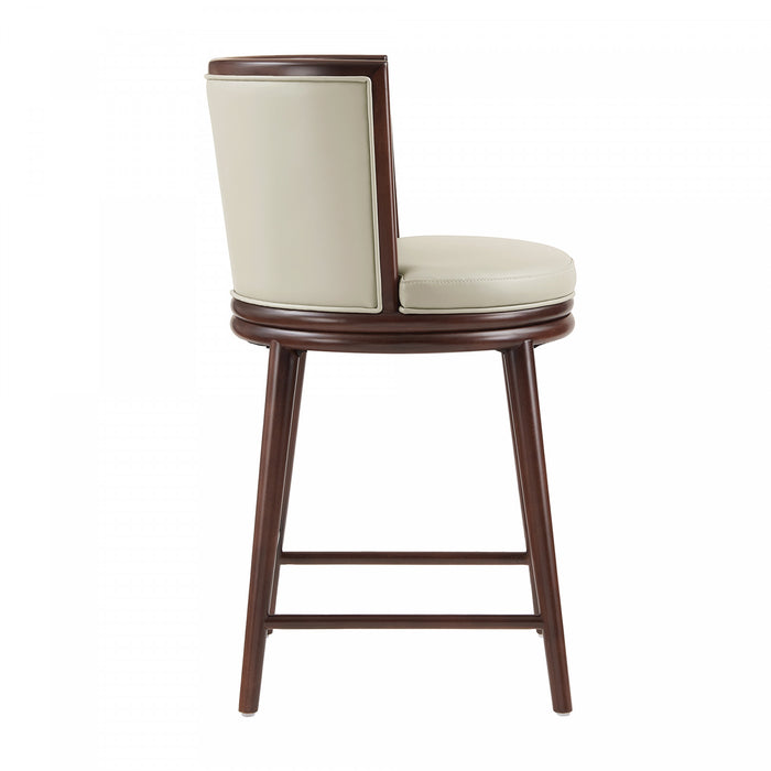 Tabouret de comptoir moderne en bois avec revetement en tissu pierre Evalyn