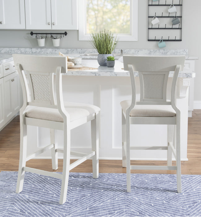 Tabouret Rylan de hauteur comptoir en tissu - blanc