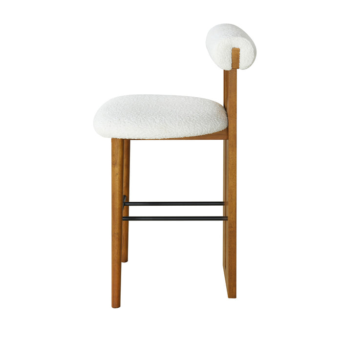 Sophia – Lot de 2 tabourets de bar modernes d’interieur en bois d’hevea avec dossier de soutien, coloris blanc et noyer
