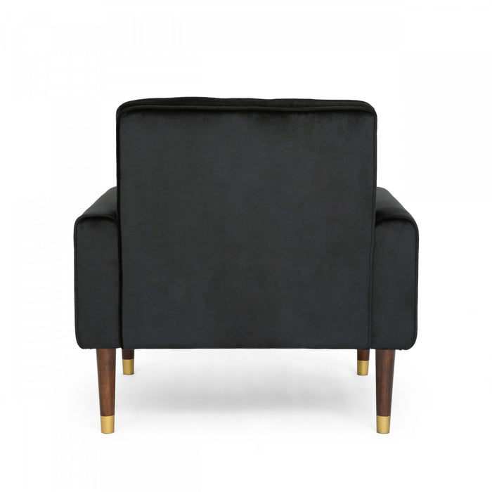 Lucas Fauteuil D’appoint Moderne Avec Dossier Capitonne, Revetement En Polyester, Noir
