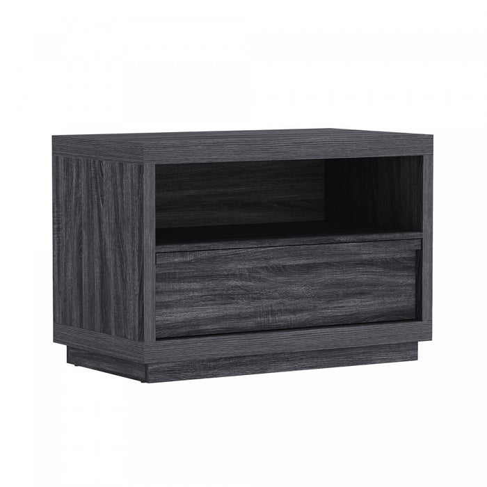 Table de nuit contemporaine Navis 32\" en gris charbon (1 tiroir)