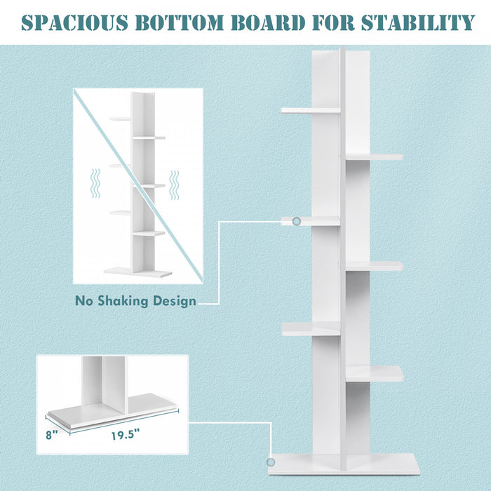 Costway Open Concept Bibliotheque Plante Affichage Etagere Rack Stockage Holder Bois Blanc