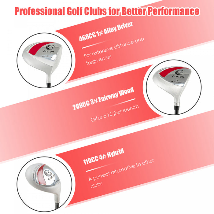 Femmes Completes Clubs De Golf Ensemble 10 Pieces Comprend Alliage Chauffeur Rouge