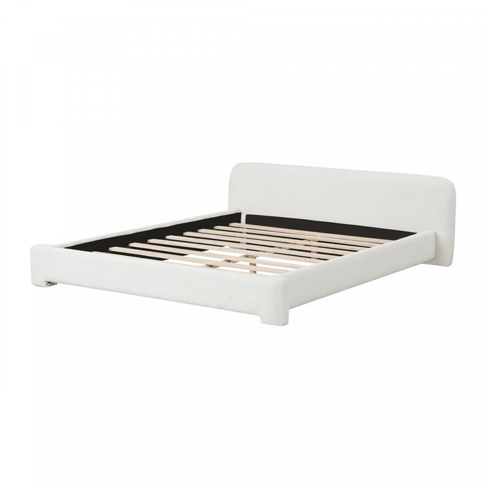 Joyce Lit confortable et elegant avec revetement pour chambre, Taille King, Blanc