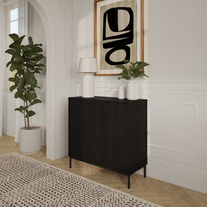 Armoire de rangement mince Nordika à 2 portes - noire