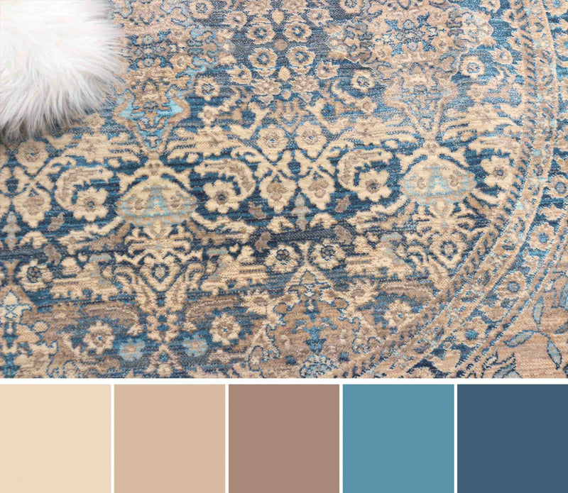 Tapis Traditionnel Ariana 5'0\" x 5'0\" en Bleu