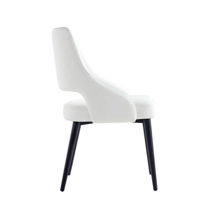Chaise de salle a manger moderne Tremont en metal et cuir vegetalien blanc