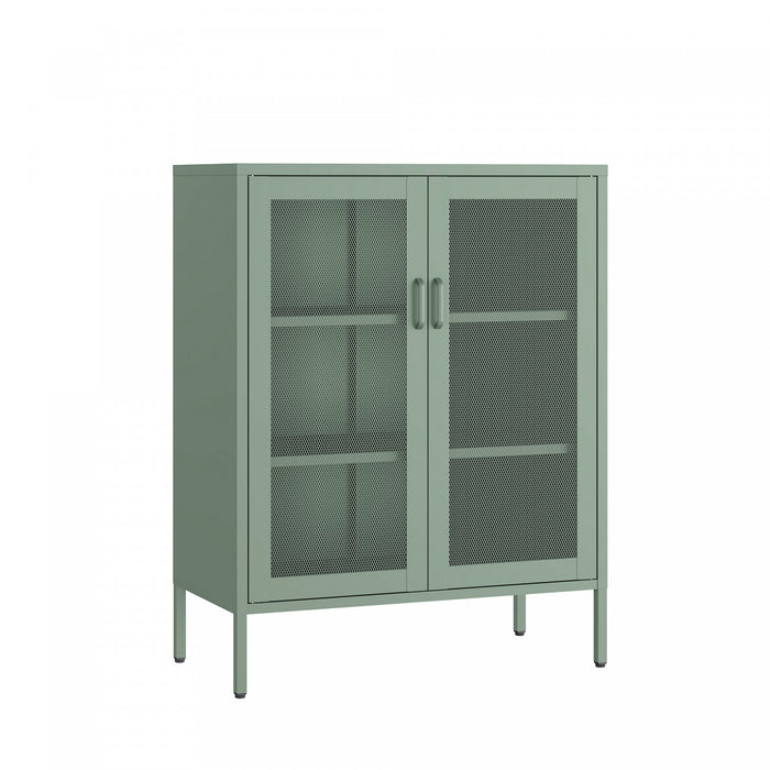 Armoire d’appoint moderne Amelia 32\" en metal vert sauge