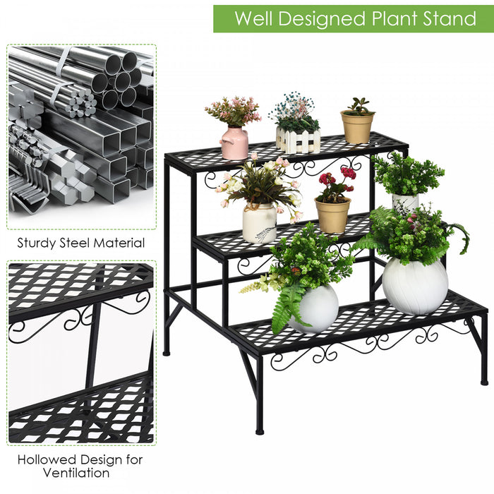 Presentoir Pour Plantes 3 Niveaux, Porte-plantes Sur Pieds, Porte-plantes Multifonctions Pour Interieur Et Exterieur, Pour Collections De Petites Plantes, Presentoir Pour Pots De Fleurs, Pour Veranda, Jardin Et Balcon