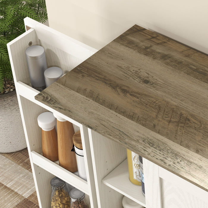 HOMCOM Meuble de rangement de cuisine de 70\" de haut avec etageres, creme