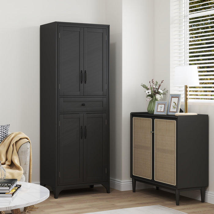 HOMCOM Armoire de rangement de cuisine 67\" avec portes et etageres, noir