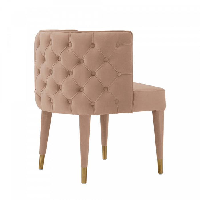 Chaise de salle a manger Maya en velours moderne, coloris nude - Lot de 2