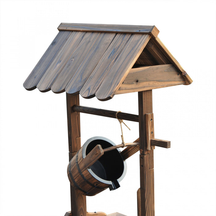 Outsunny Fontaine Cascade Exterieure En Bois Avec Pompe Electrique, Brun