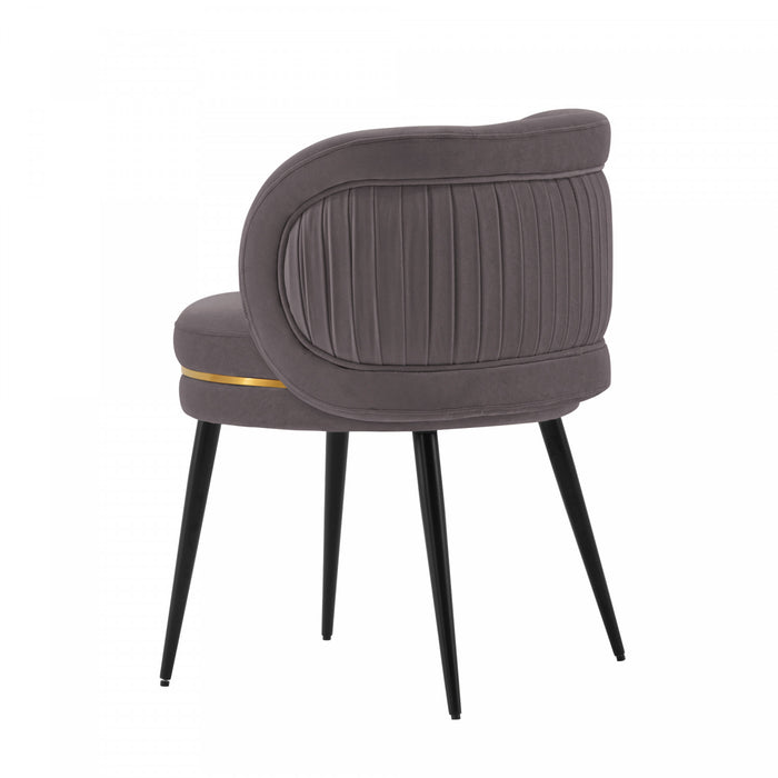 Chaise de salle a manger moderne en bois et velours Kaya gris - Lot de 2