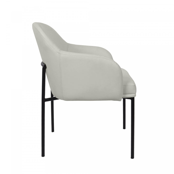 Fauteuil contemporain Loft en cuir vegetalien avec accoudoirs en metal, gris pierre - Lot de 2