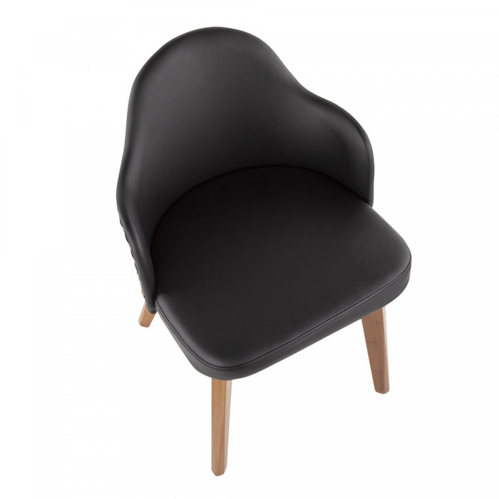 Chaise de salle à manger de style du milieu du 20e siècle Ahoy en similicuir - noyer et noir