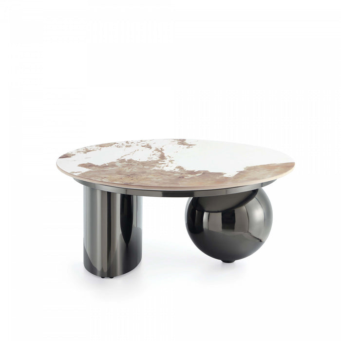 Table basse Laurel Modern Glam avec plateau en pierre frittee noire