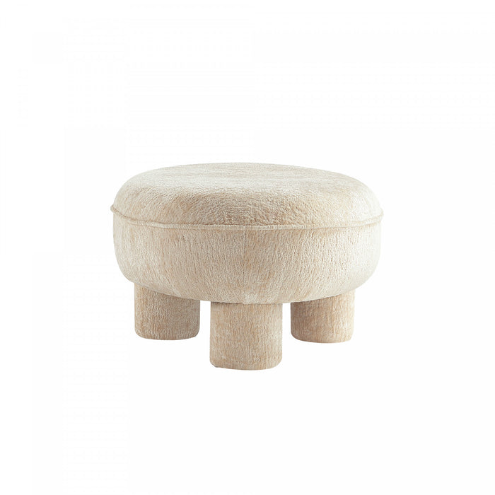 Tabouret d’appoint Tribeca style mid-century moderne en chenille creme