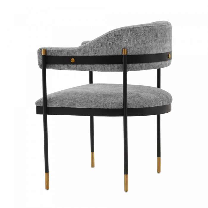 Fauteuil moderne en metal et chenille Lia gris - Lot de 2