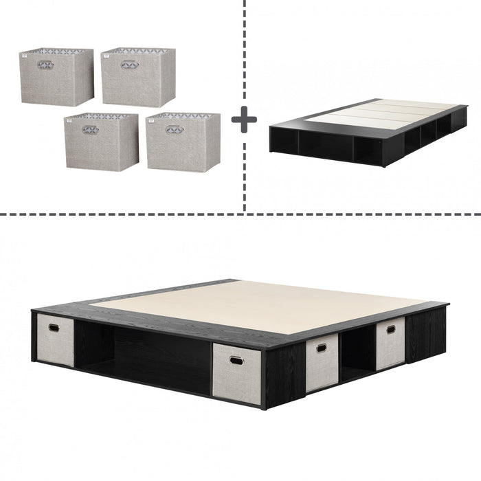 Flexible Lit Plateforme Avec Paniers - Chene Noir