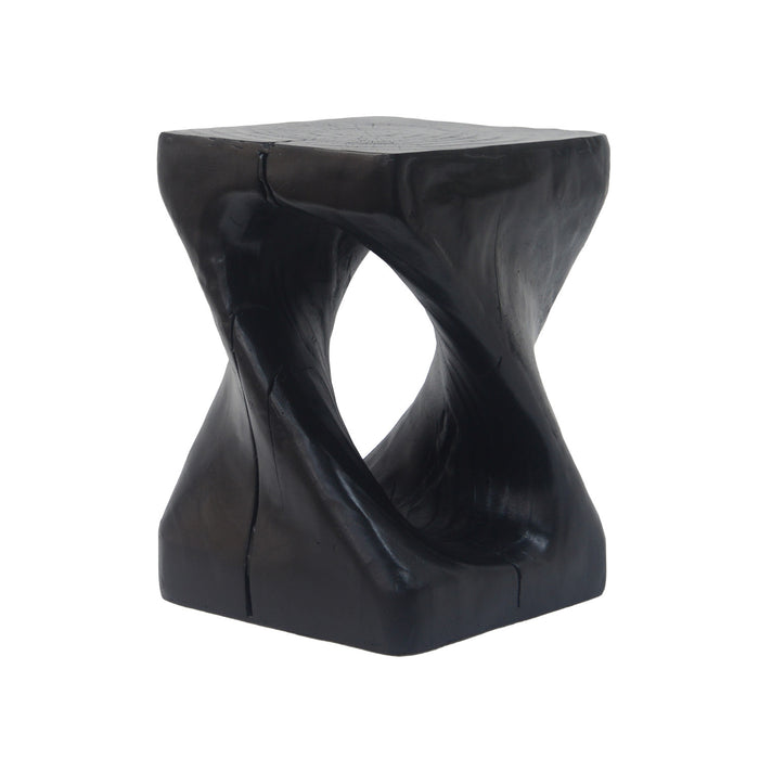 Table d'appoint moderne sablier torsade Miro 16 pouces MGO, table laterale interieure imitation bois, noir