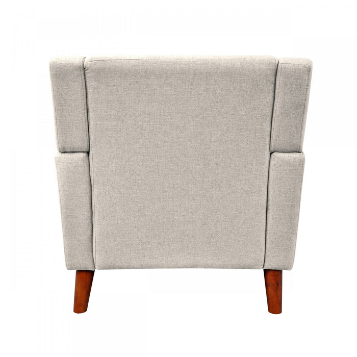 Midway Fauteuil Moderne du Milieu de Siecle a Point Capitonne Gaufre, Beige, Noyer