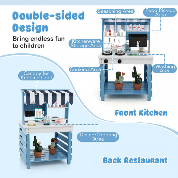 Costway 2-en-1 Cuisine De Boue En Bois Avec Effet Sonore De Robinet De Boite D'eau Evier Amovible