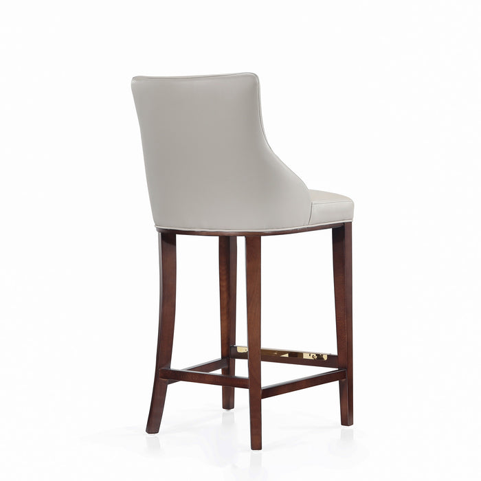 Tabouret de bar moderne en bois Shubert avec revetement en tissu gris clair - Lot de 3