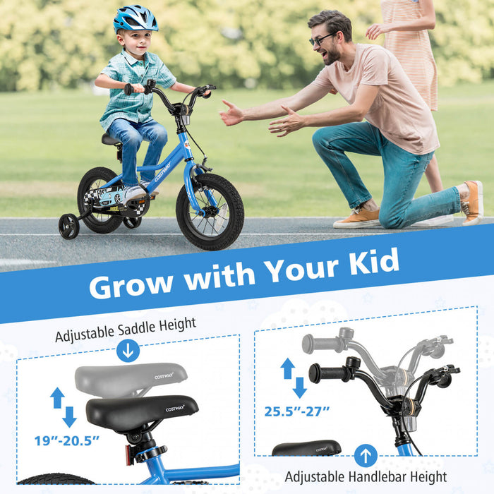 Costway 12\" Velo D'entrainement Pour Enfants Avec Roues D'entrainement Amovibles Pneumatiques Navy