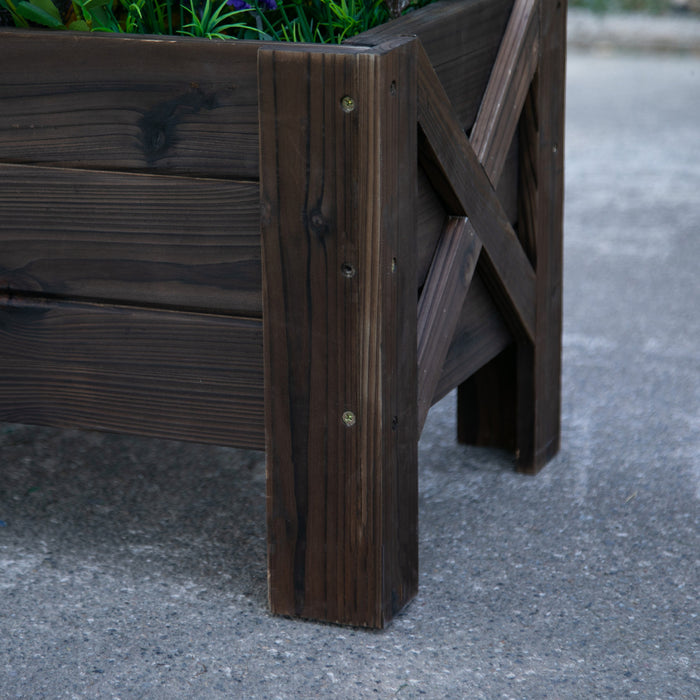 Outsunny Jardiniere Surelevee De 3,3 X 1,2 X 1,2 Jardiniere Surelevee Pour Plantes De Patio Exterieur Fleur Legumes Pot En Bois De Sapin, Carbonise
