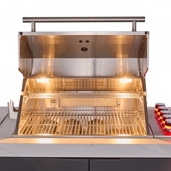 Cuisine d'exterieur Rimini de 62 600 BTU, refrigerateurs de 4,8 pi³, comptoirs blancs – FODKT2575WHT