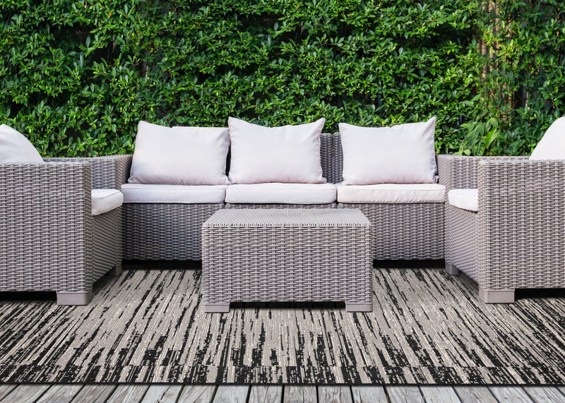 Tapis d'exterieur Jackson noir et gris vieilli, 6'7\" x 9'6\"