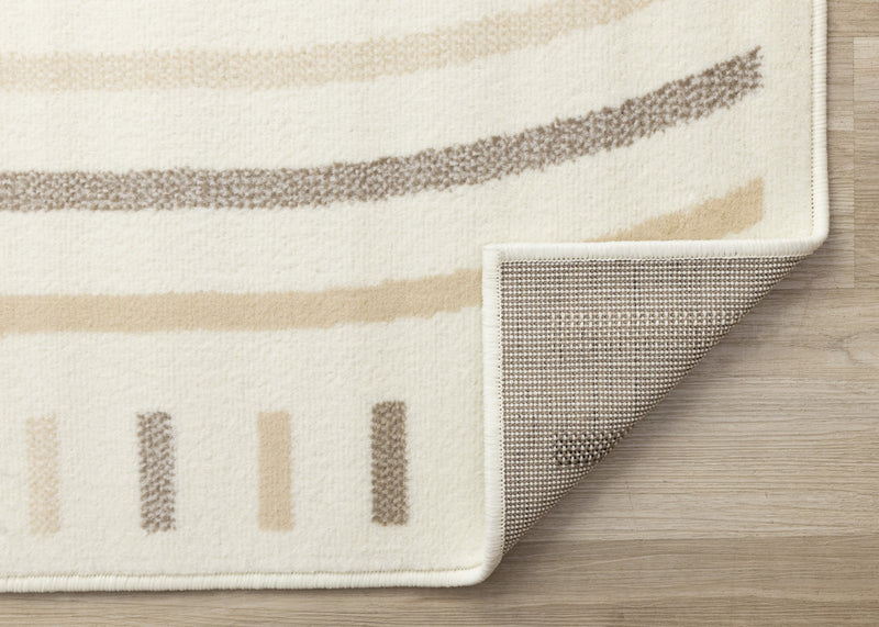 Carpette Forte crème, beige et brune à motif de lignes courbées - 7 pi 9 po x 10 pi 6 po